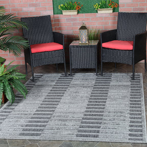 Superior Grayson Geometric Striped Modern Indoor/Outdoor Area Rug - Grey