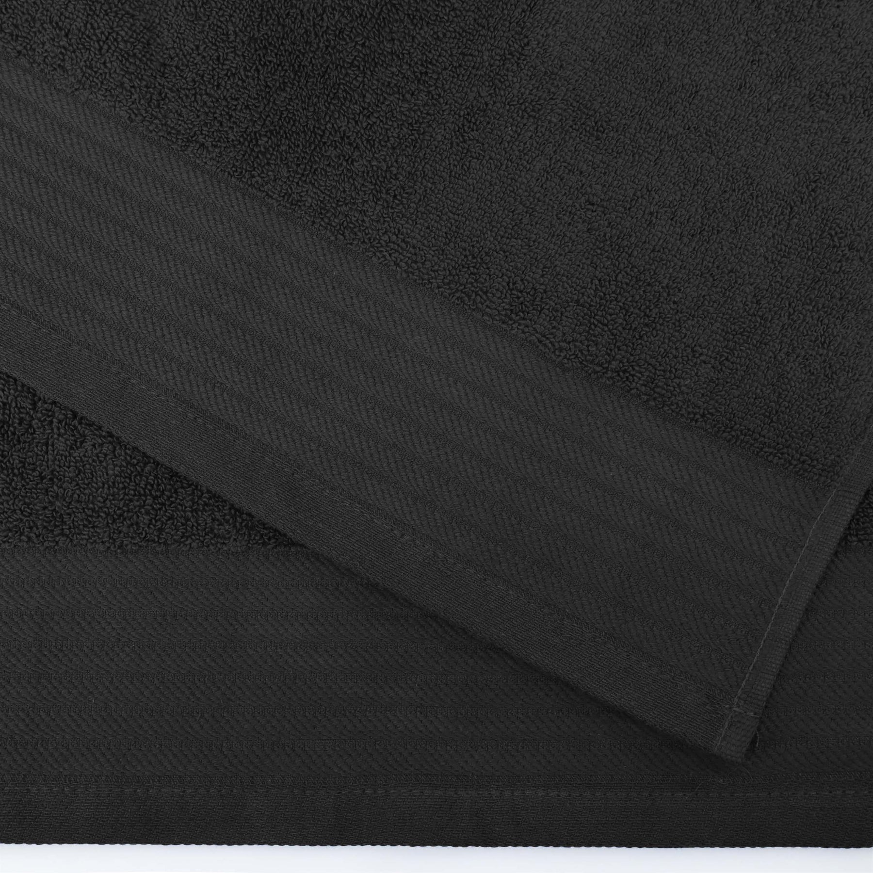 Premium Turkish Cotton Jacquard Herringbone and Solid 12-Piece Face Towel/ Washcloth Set - Black