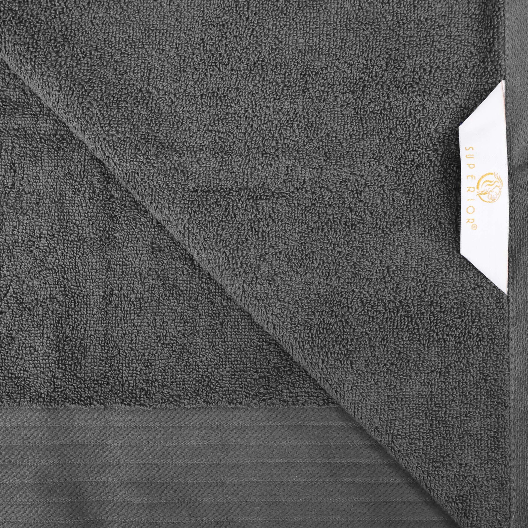 Premium Turkish Cotton Jacquard Herringbone and Solid 12-Piece Face Towel/ Washcloth Set - Grey