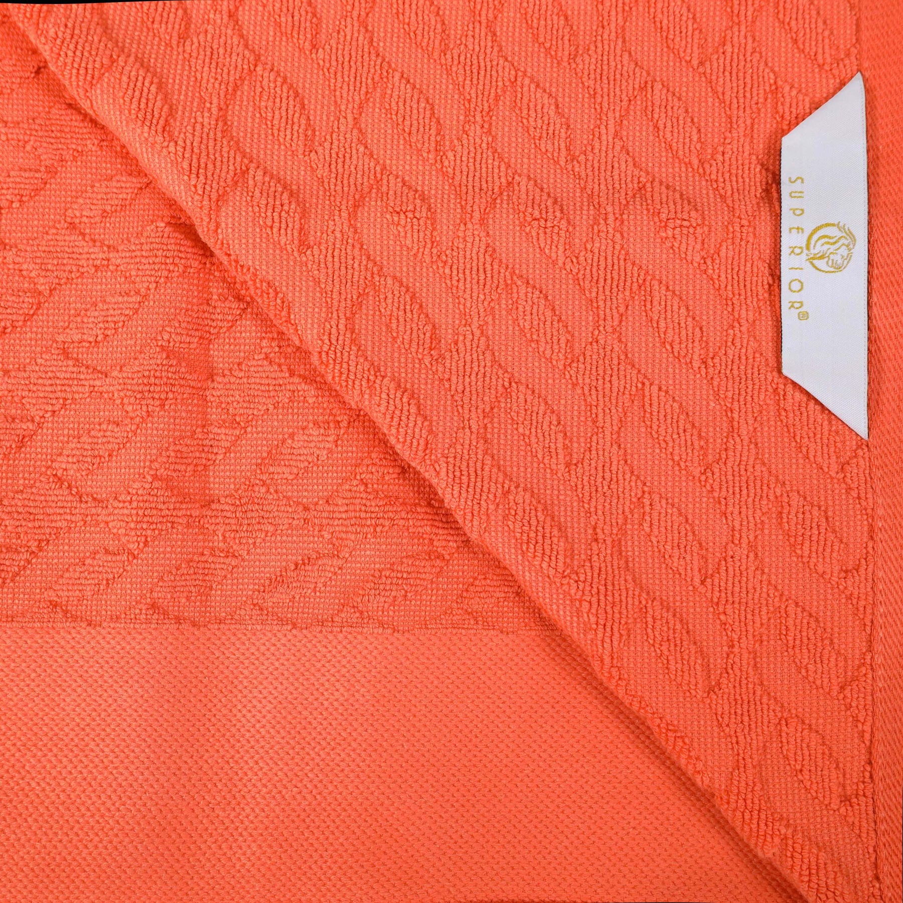 Premium Turkish Cotton Jacquard Herringbone and Solid 12-Piece Face Towel/ Washcloth Set - Emberglow