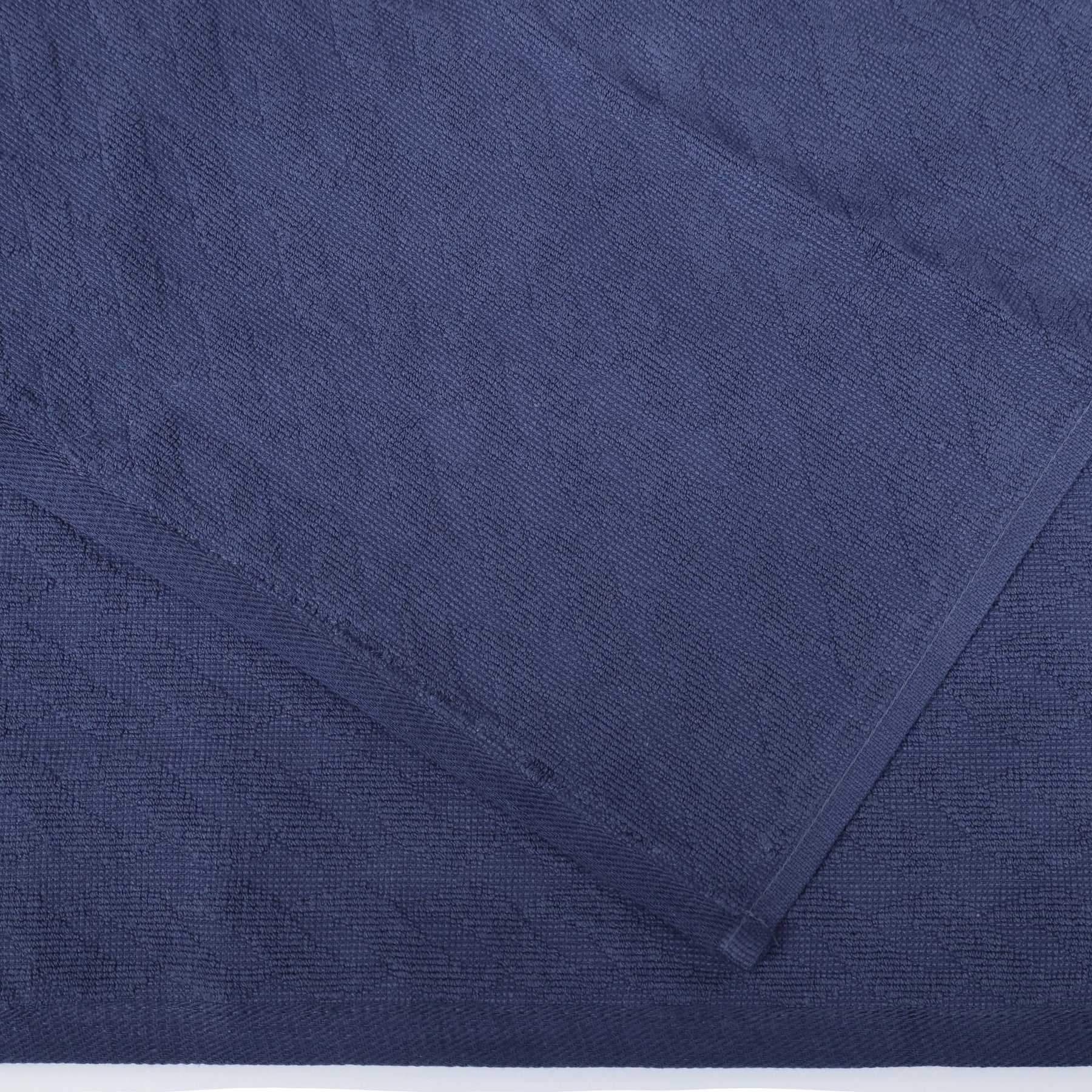 Premium Turkish Cotton Jacquard Herringbone and Solid 12-Piece Face Towel/ Washcloth Set - Navy Blue