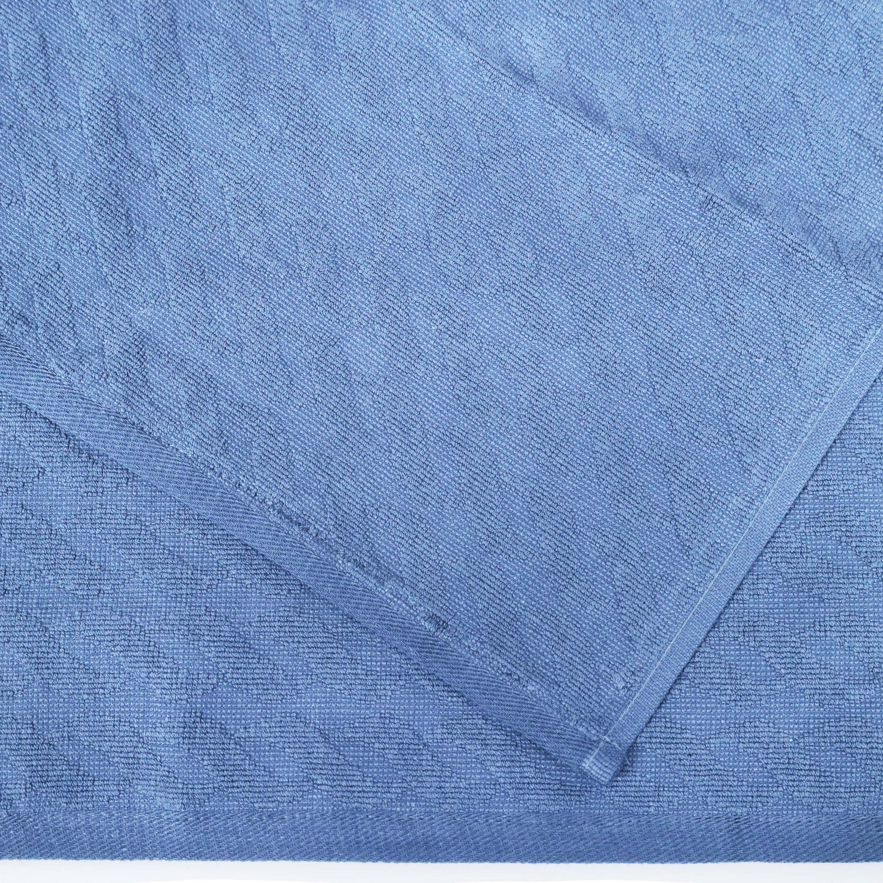Premium Turkish Cotton Jacquard Herringbone and Solid 12-Piece Face Towel/ Washcloth Set - Pacific Blue
