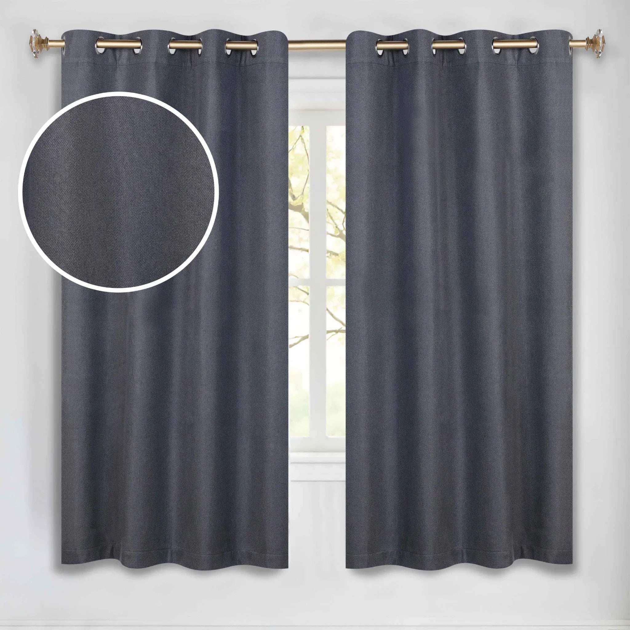 Nyan 100% Blackout Machine Washable Grommet Curtains, Set of 2 Panels - Blackout Curtains by Superior Brand