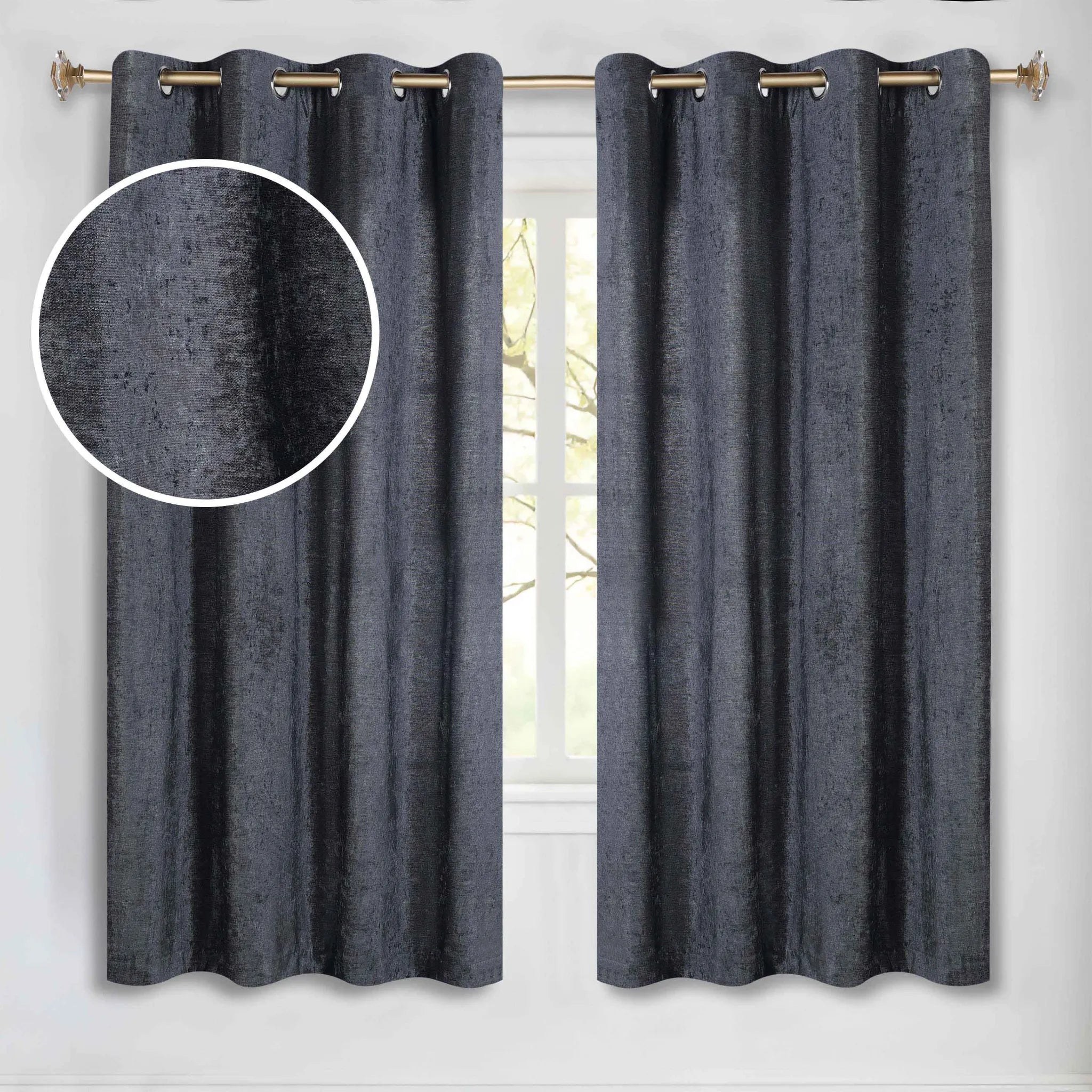 Noor Semi-Blackout Chenille Washable Grommet Curtains, Set of 2 Panels - Blackout Curtains by Superior Brand