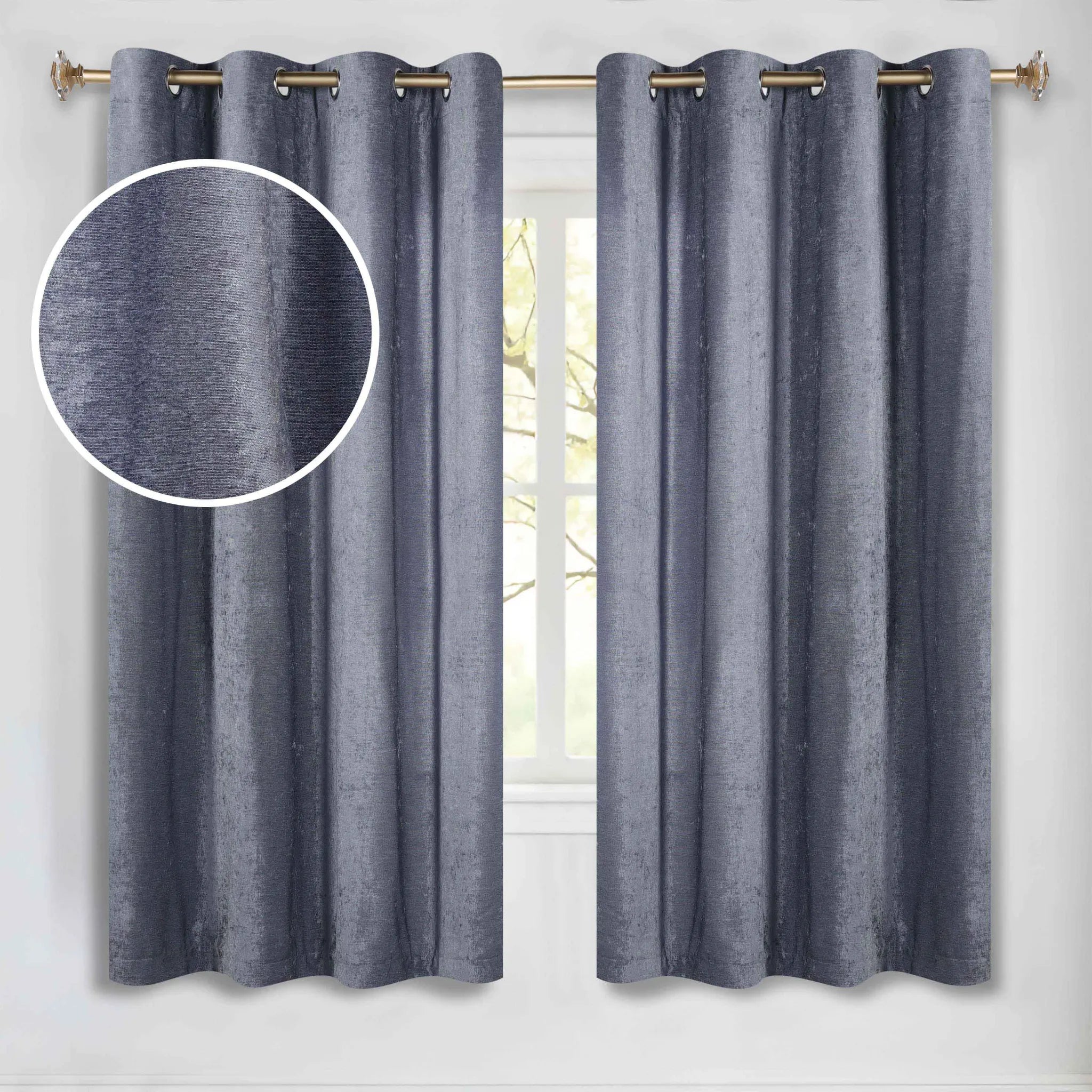 Noor Semi-Blackout Chenille Washable Grommet Curtains, Set of 2 Panels - Blackout Curtains by Superior Brand