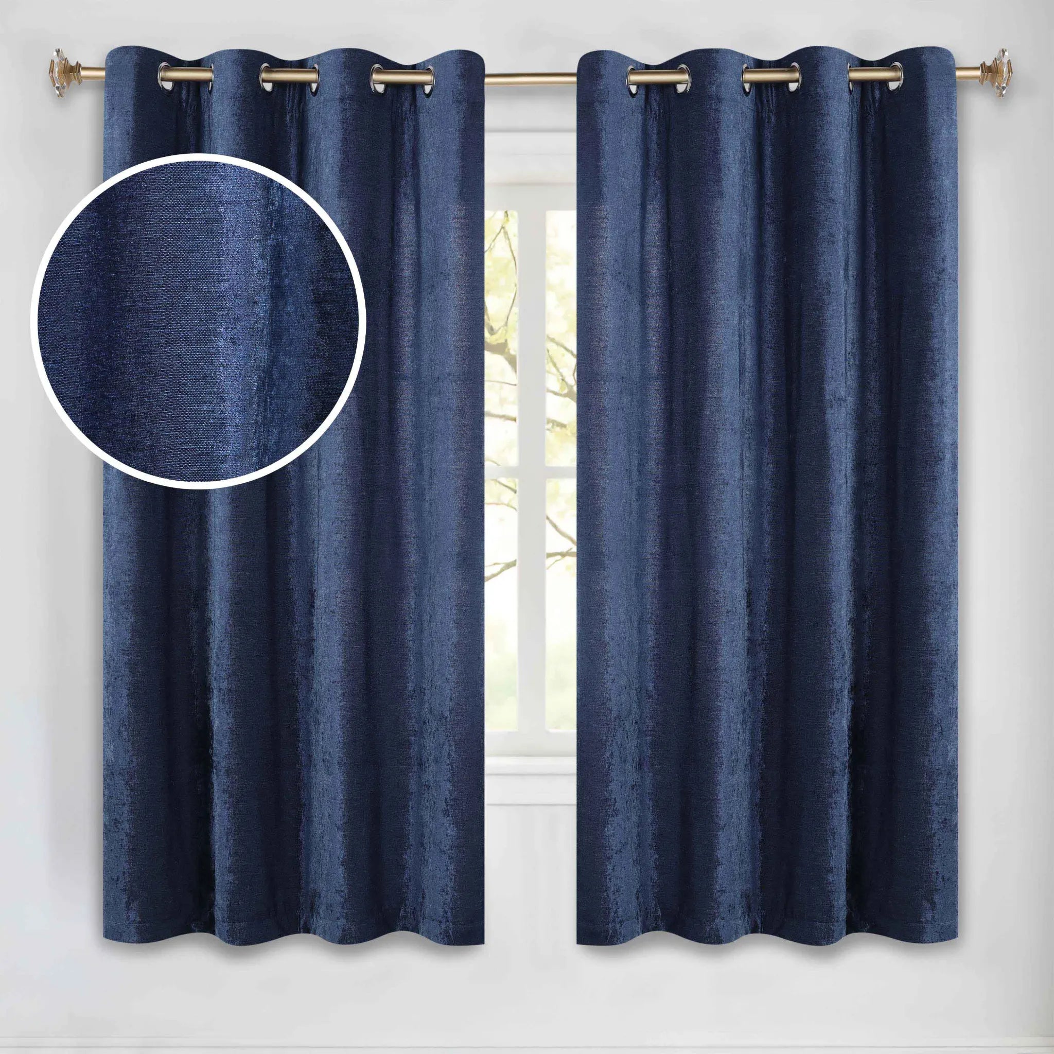 Noor Semi-Blackout Chenille Washable Grommet Curtains, Set of 2 Panels - Blackout Curtains by Superior Brand