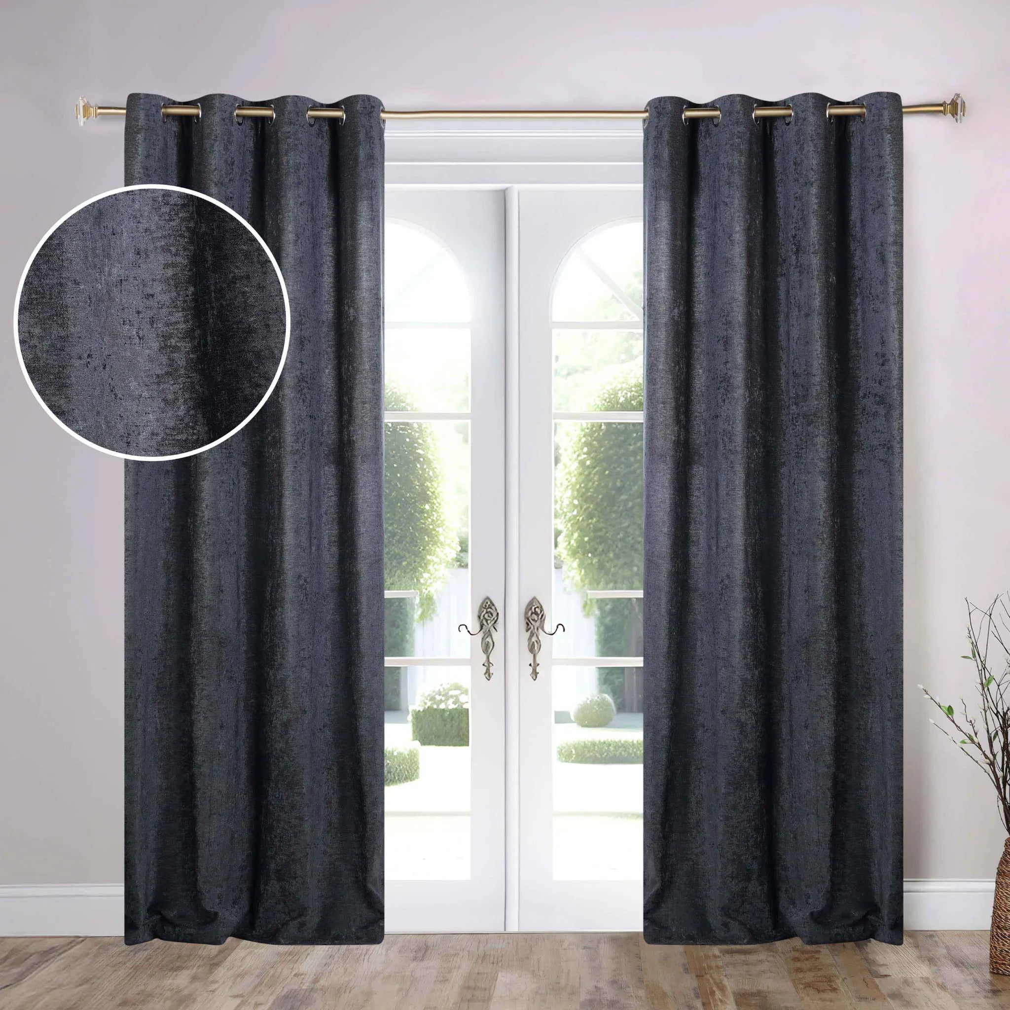 Noor Semi-Blackout Chenille Washable Grommet Curtains, Set of 2 Panels - Blackout Curtains by Superior Brand