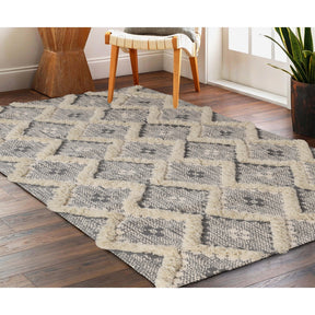 Superior Indoor Area Rug Collection Geometric Design with Cotton-Latex Backing - Dove-Grey