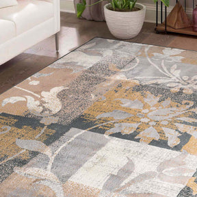 Superior Pastiche Contemporary Floral Patchwork Area Rug - Camel