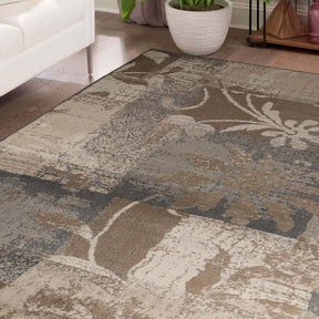 Superior Pastiche Contemporary Floral Patchwork Area Rug - Ivory