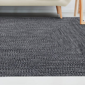 Superior Bohemian Multi-Toned Braided Patterned Indoor Outdoor Area Rug - Charcoal-White