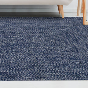 Superior Bohemian Multi-Toned Braided Patterned Indoor Outdoor Area Rug - Denim Blue-White