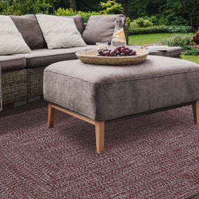 Superior Bohemian Multi-Toned Braided Patterned Indoor Outdoor Area Rug - Brick-White