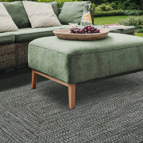 Superior Bohemian Multi-Toned Braided Patterned Indoor Outdoor Area Rug - Green-White
