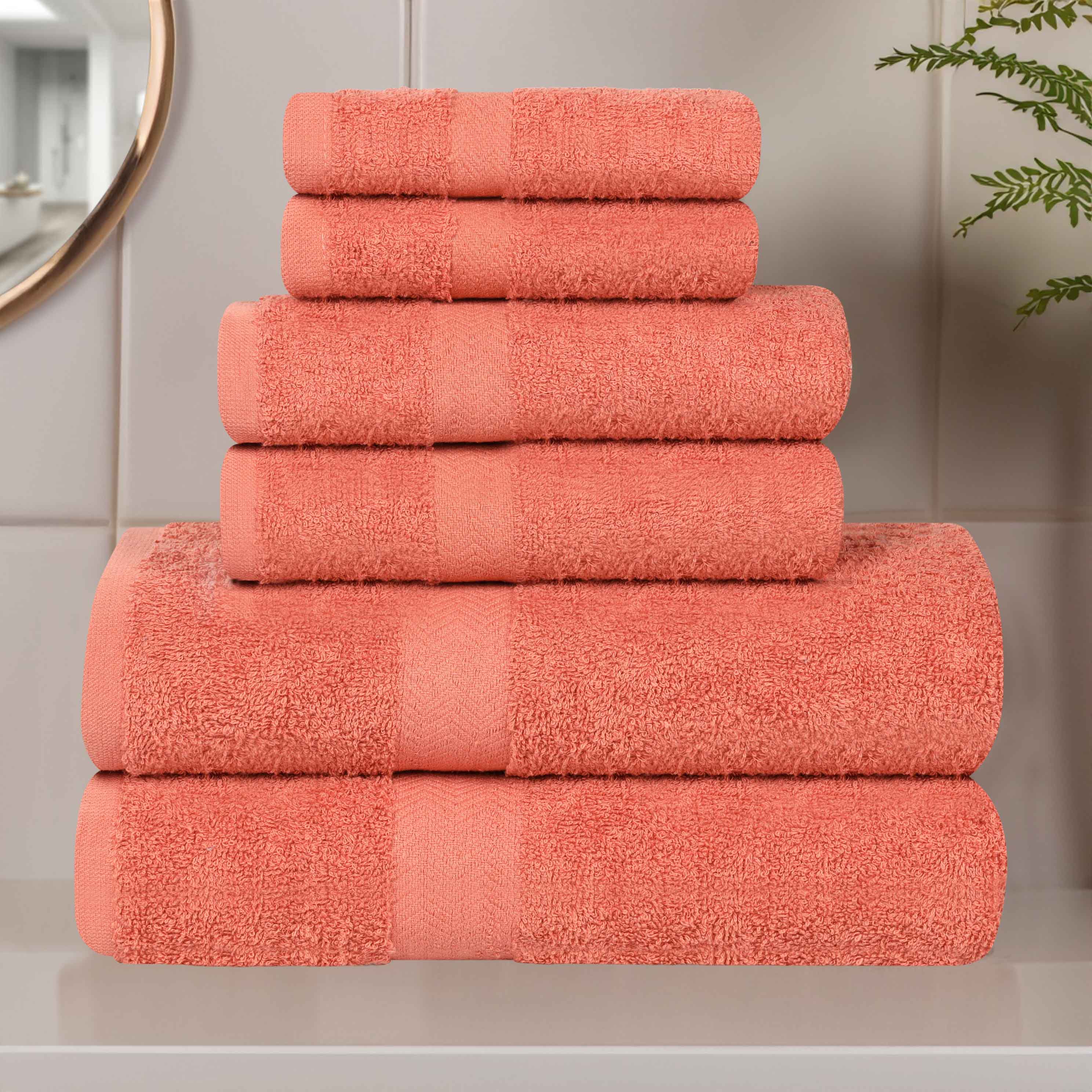 6 Piece Cotton Eco-Friendly Soft Absorbent Towel Set - Towel Set by Superior Brand