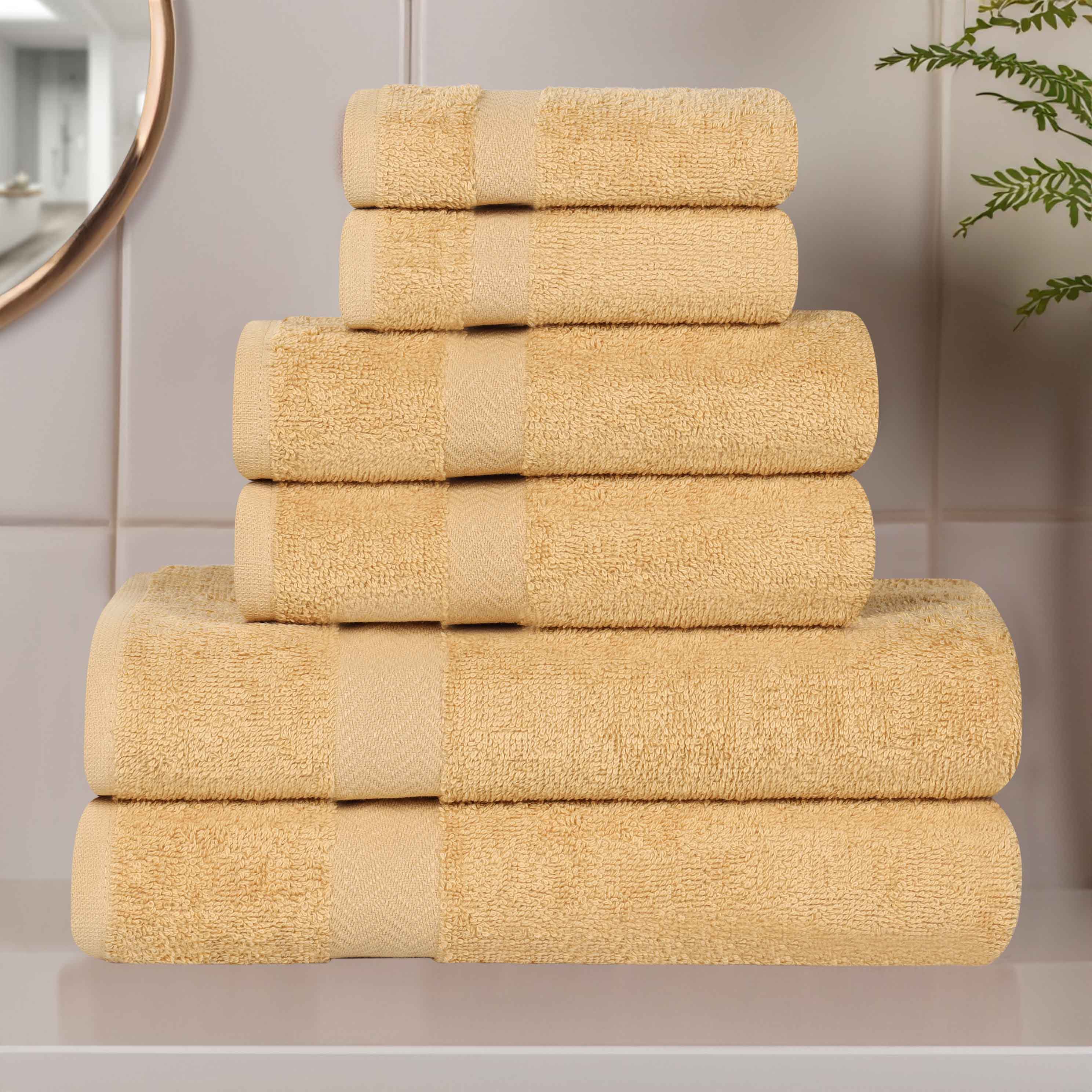 6 Piece Cotton Eco-Friendly Soft Absorbent Towel Set - Towel Set by Superior Brand