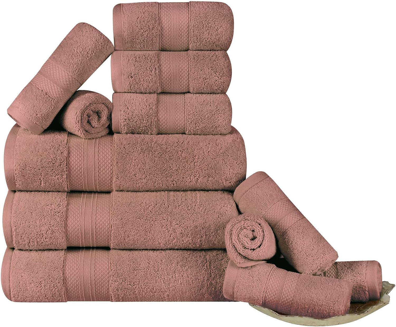 Superior Premium Turkish Cotton Assorted 12-Piece Towel Set - Taupe
