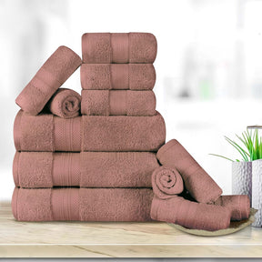 Superior Premium Turkish Cotton Assorted 12-Piece Towel Set -  Taupe
