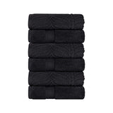 Chevron Zero Twist Solid and Jacquard Soft Cotton Hand Towel Set of 6