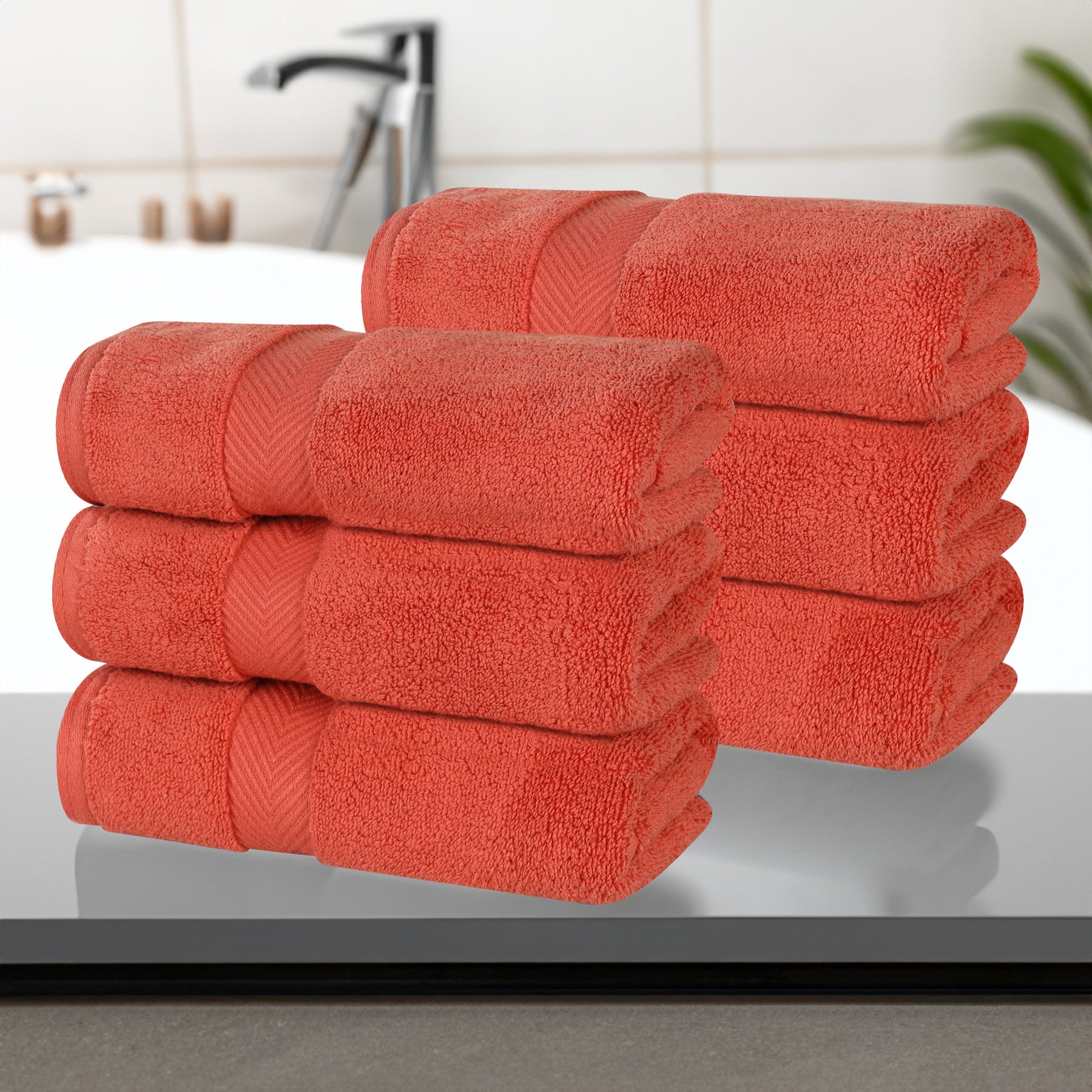 Zero Twist Cotton Solid Ultra-Soft Absorbent Hand Towel - Brick Red
