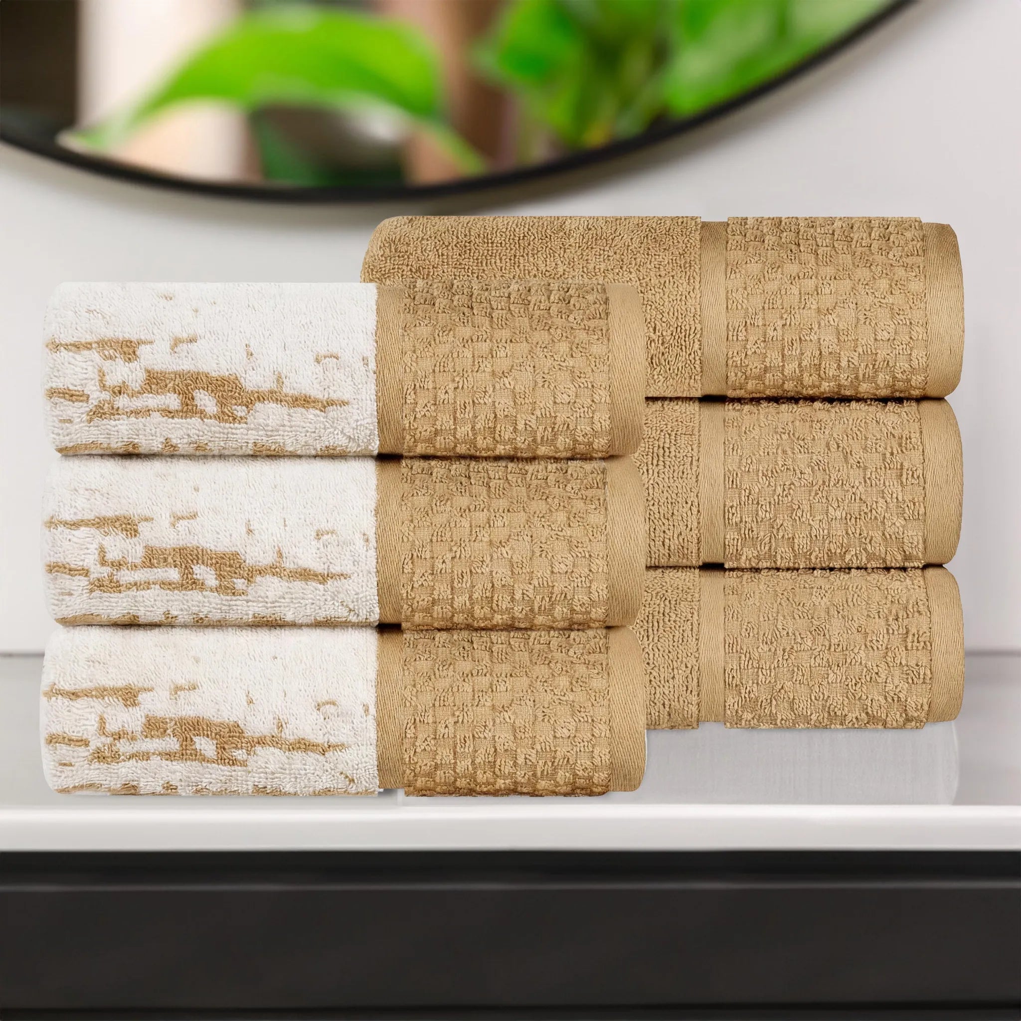 Lodi Cotton 6-Piece Hand Towel Set – Mid-Weight Bathroom or Kitchen Solids & Patterns