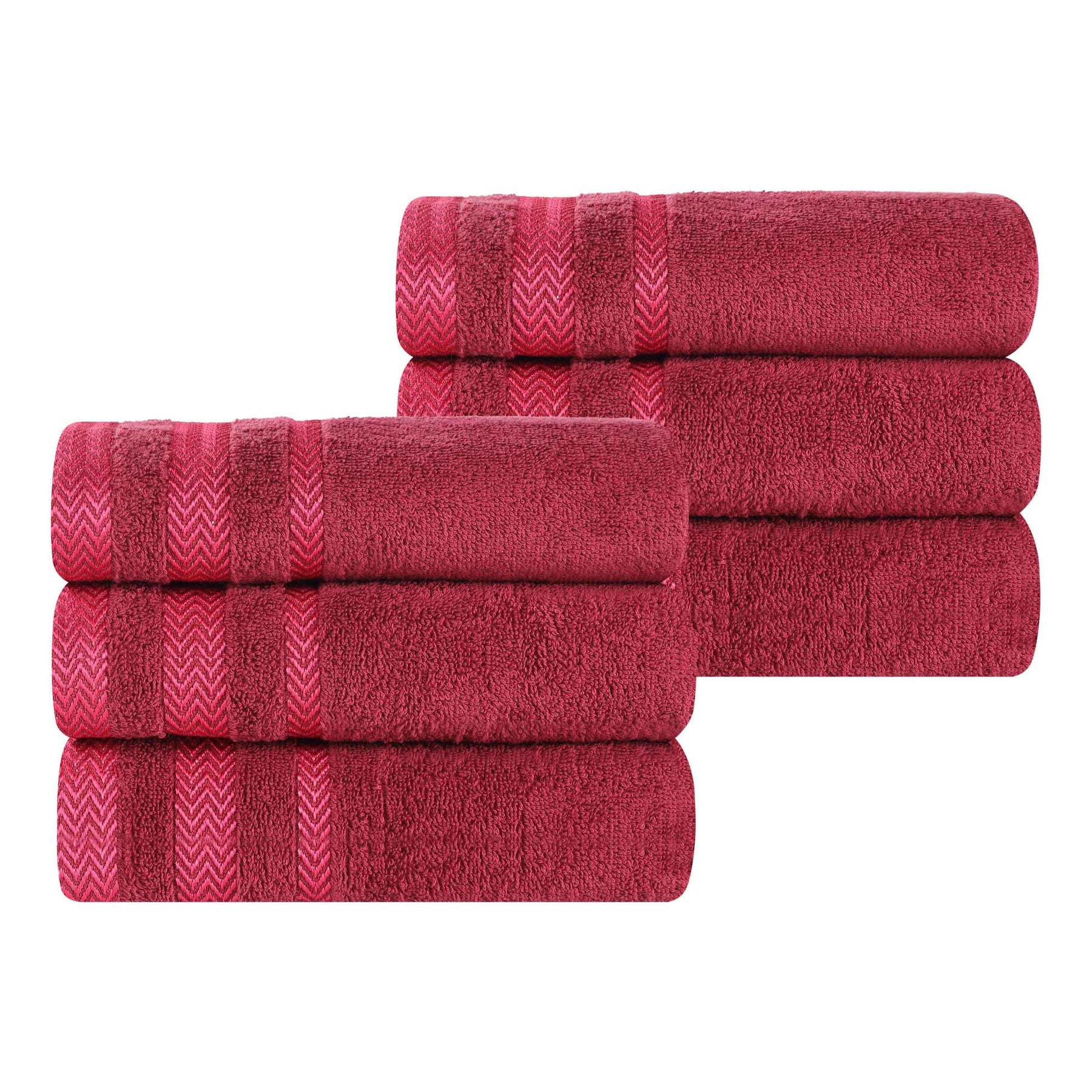 Zero Twist Cotton Dobby Border Plush Absorbent Hand Towel - Cranberry