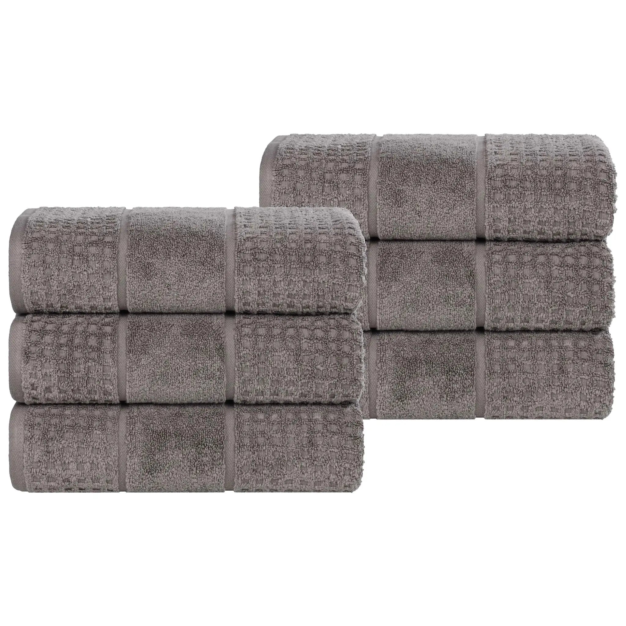 Napa Zero Twist Cotton Solid Waffle Honeycomb Hand Towel Set of 6 - Towel Set by Superior Brand