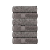Chevron Zero Twist Solid and Jacquard Soft Cotton Hand Towel Set of 6
