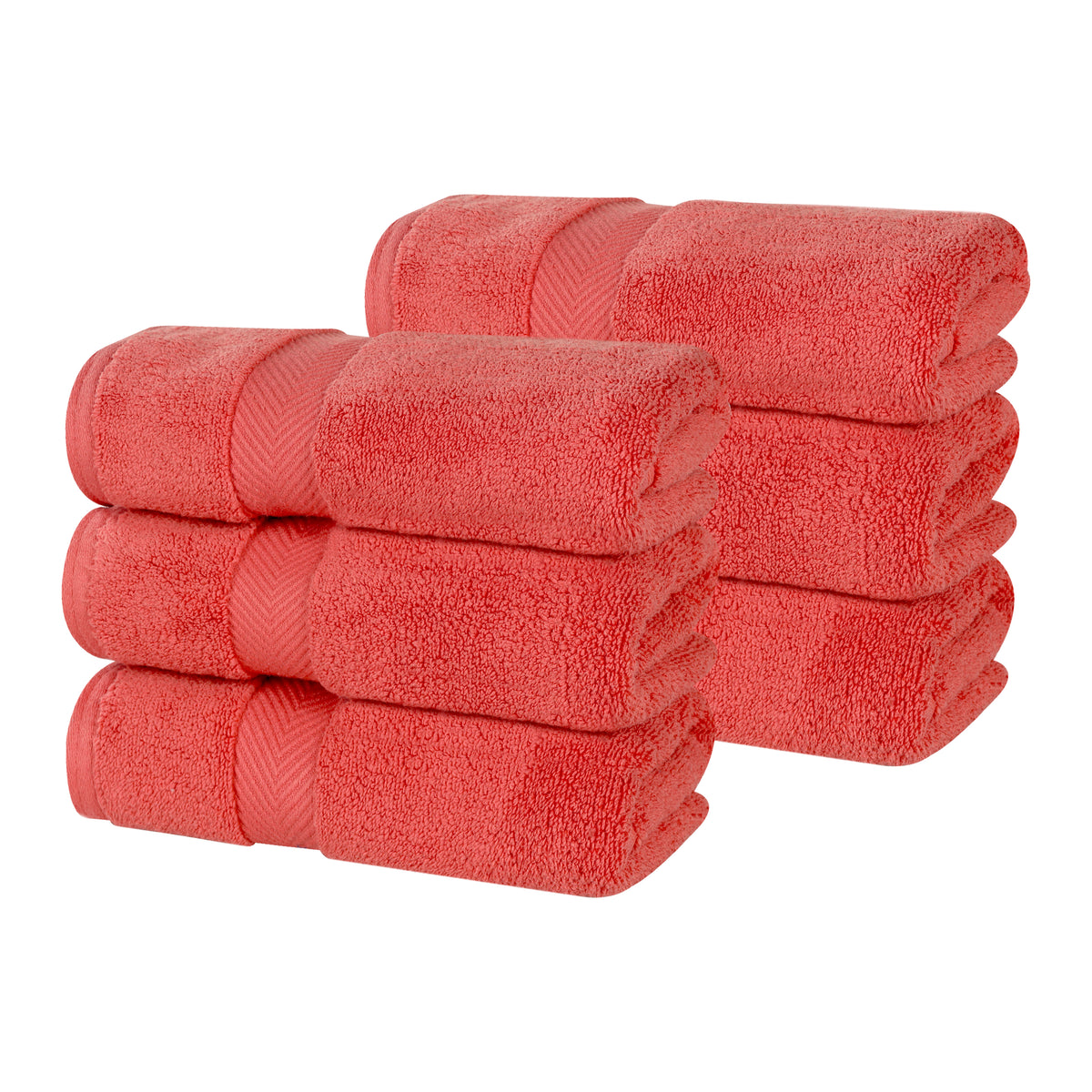 Zero Twist Cotton Solid Ultra-Soft Absorbent Hand Towel - Coral