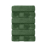 Chevron Zero Twist Solid and Jacquard Soft Cotton Hand Towel Set of 6