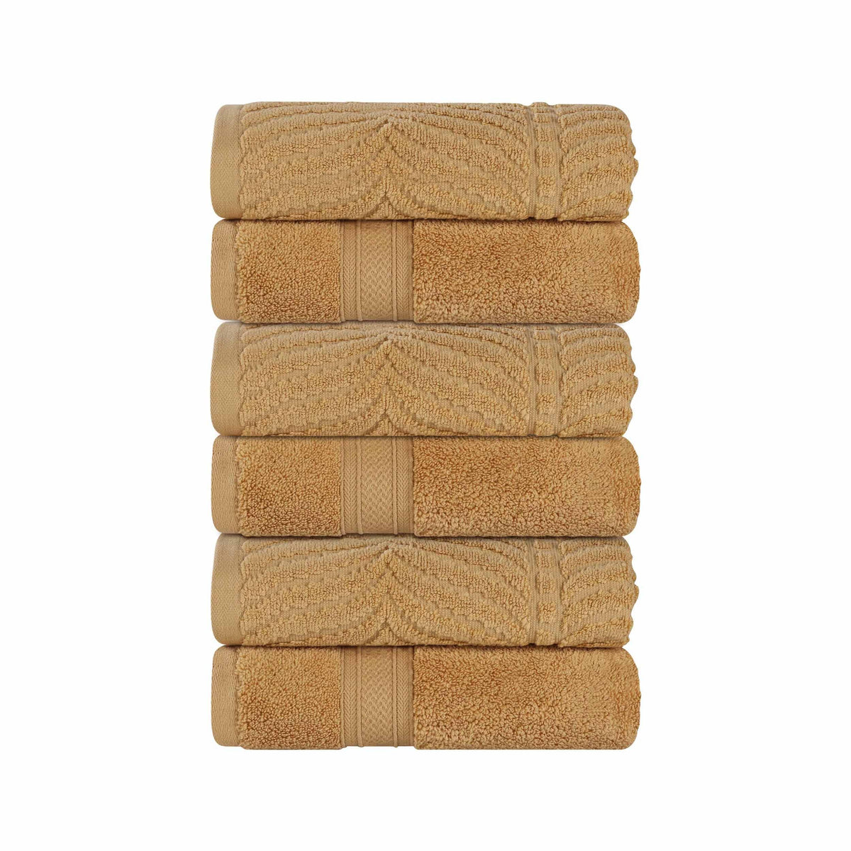 Chevron Zero Twist Cotton Solid and Jacquard Hand Towel Set of 6