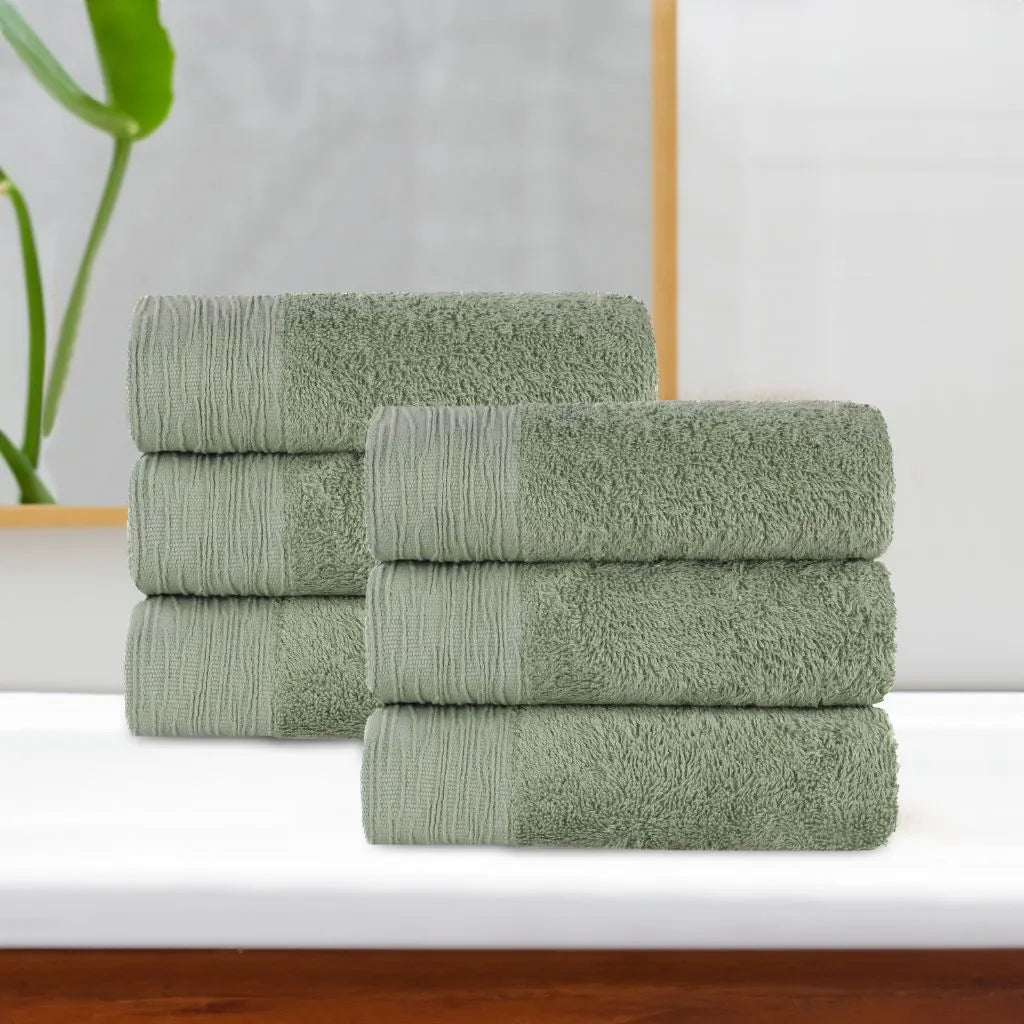 Rayon from Bamboo Eco-Friendly Fluffy Solid Hand Towel Set of 6 - Hand Towel by Superior Brand