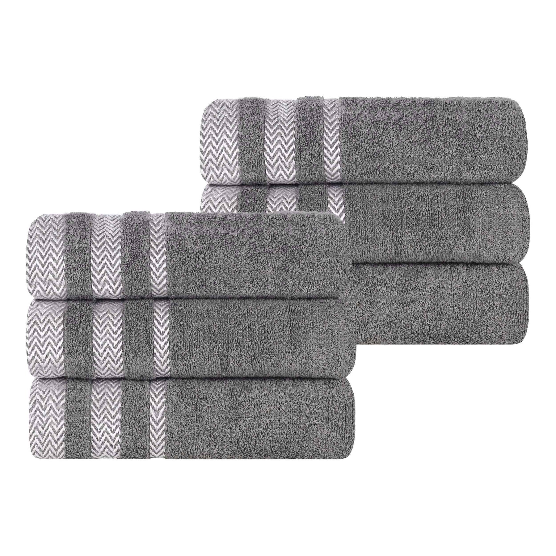 Zero Twist Cotton Dobby Border Plush Absorbent Hand Towel - Grey