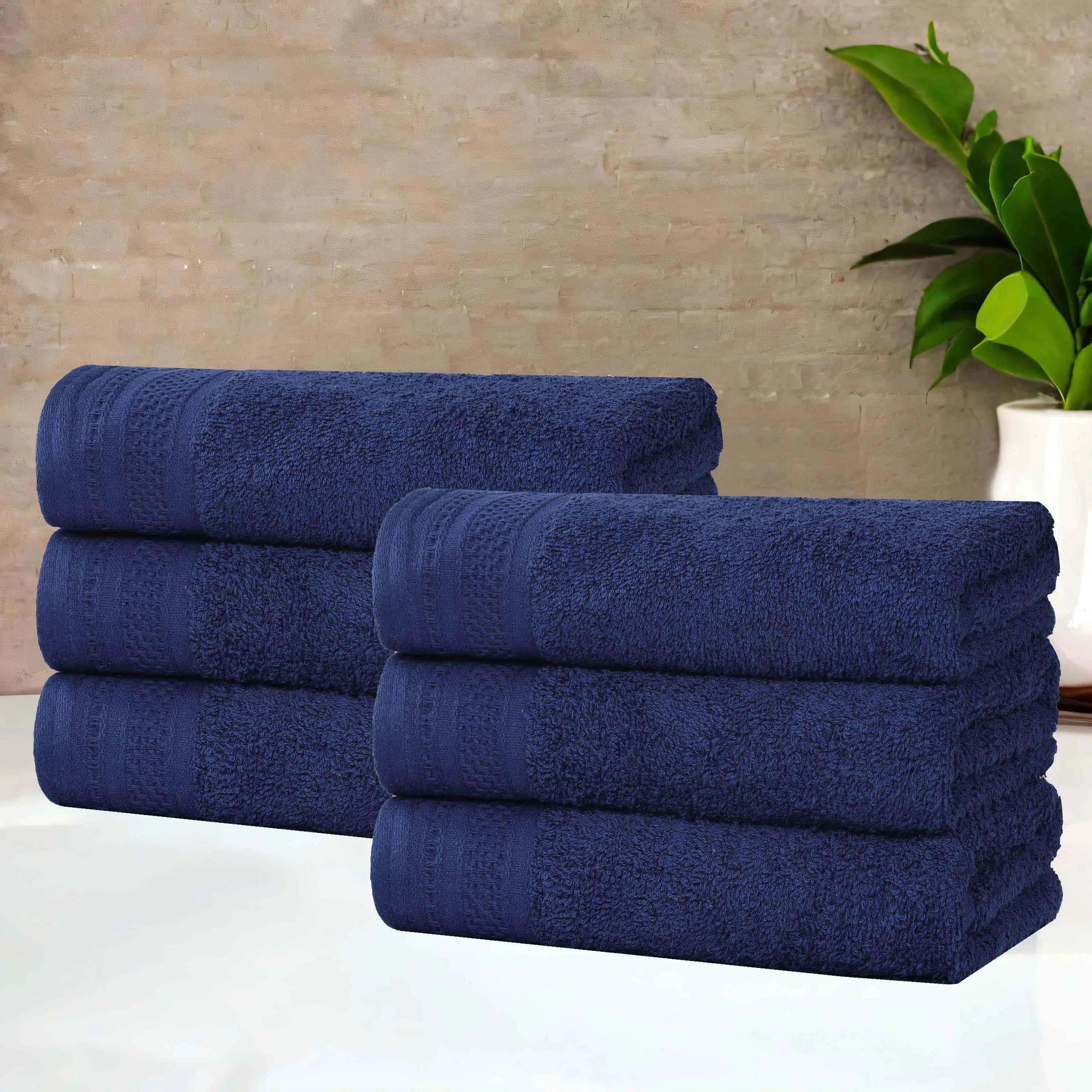 Honeycomb Textured Waffle Border Cotton Hand Towels, Set of 6 - Hand Towel by Superior Brand