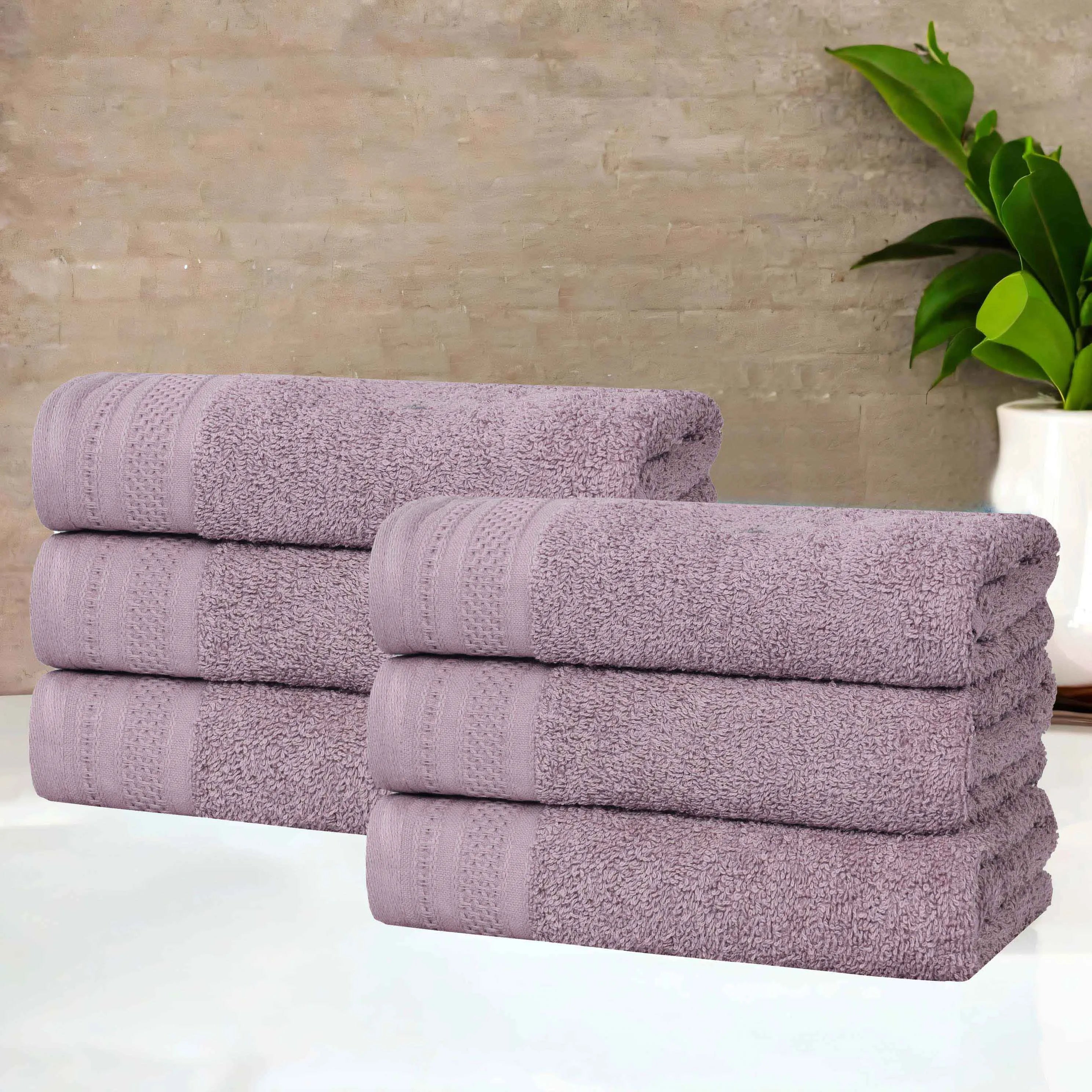 Honeycomb Textured Waffle Border Cotton Hand Towels, Set of 6 - Hand Towel by Superior Brand