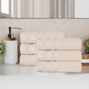 Zero Twist Cotton Dobby Border Plush Absorbent Hand Towel - Ivory