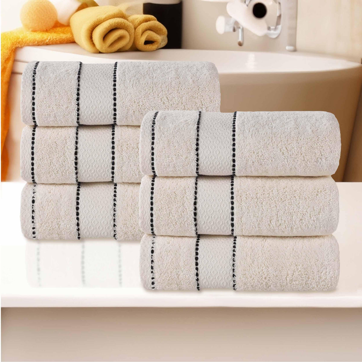 Niles Egyptian Giza Cotton Dobby Ultra-Plush Hand Towel Set of 6