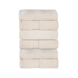 Chevron Zero Twist Solid and Jacquard Soft Cotton Hand Towel Set of 6