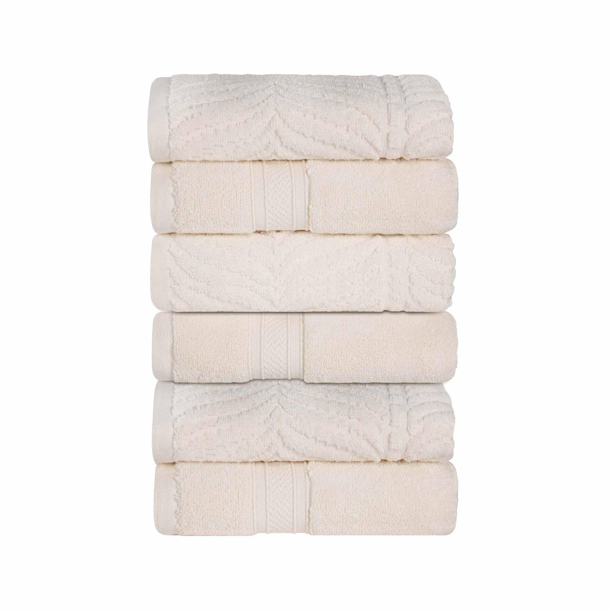 Chevron Zero Twist Cotton Solid and Jacquard Hand Towel Set of 6