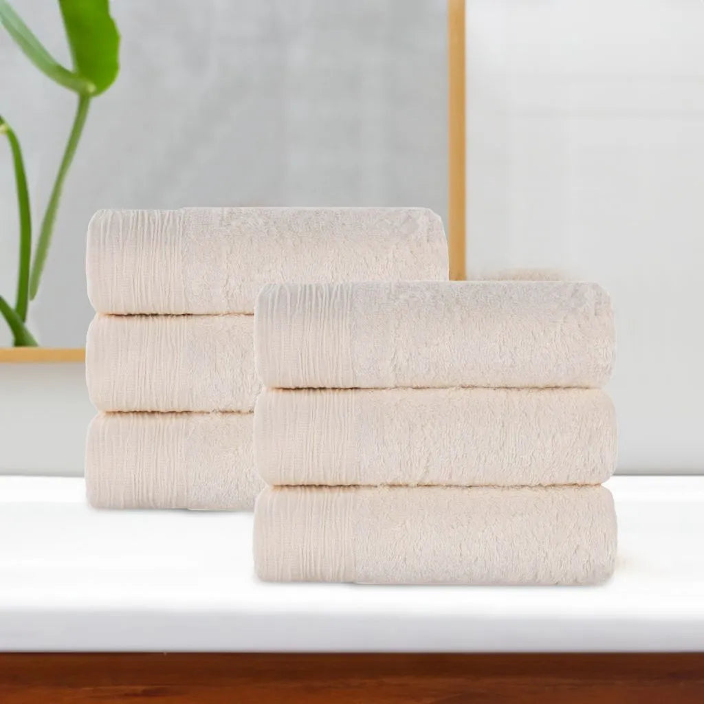 Rayon from Bamboo Eco-Friendly Fluffy Solid Hand Towel Set of 6 - Hand Towel by Superior Brand
