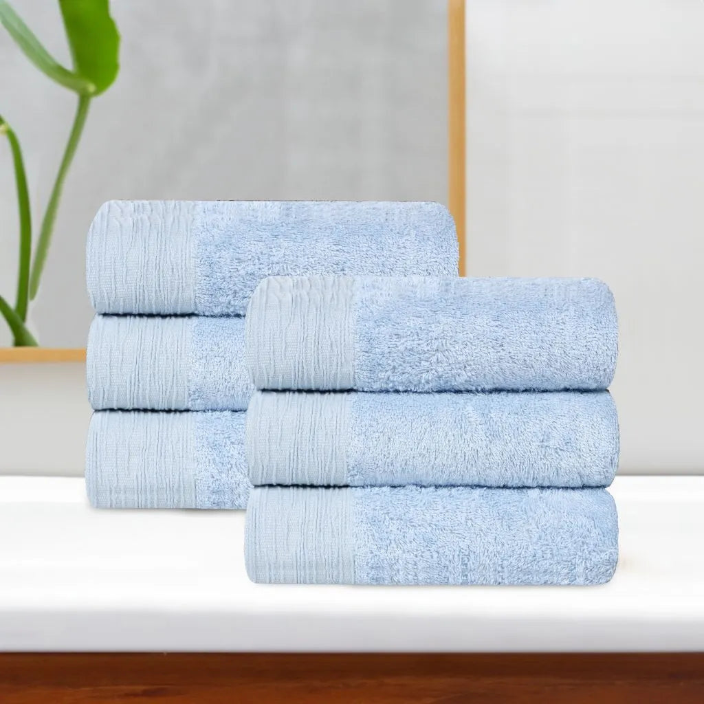 Rayon from Bamboo Eco-Friendly Fluffy Solid Hand Towel Set of 6 - Hand Towel by Superior Brand