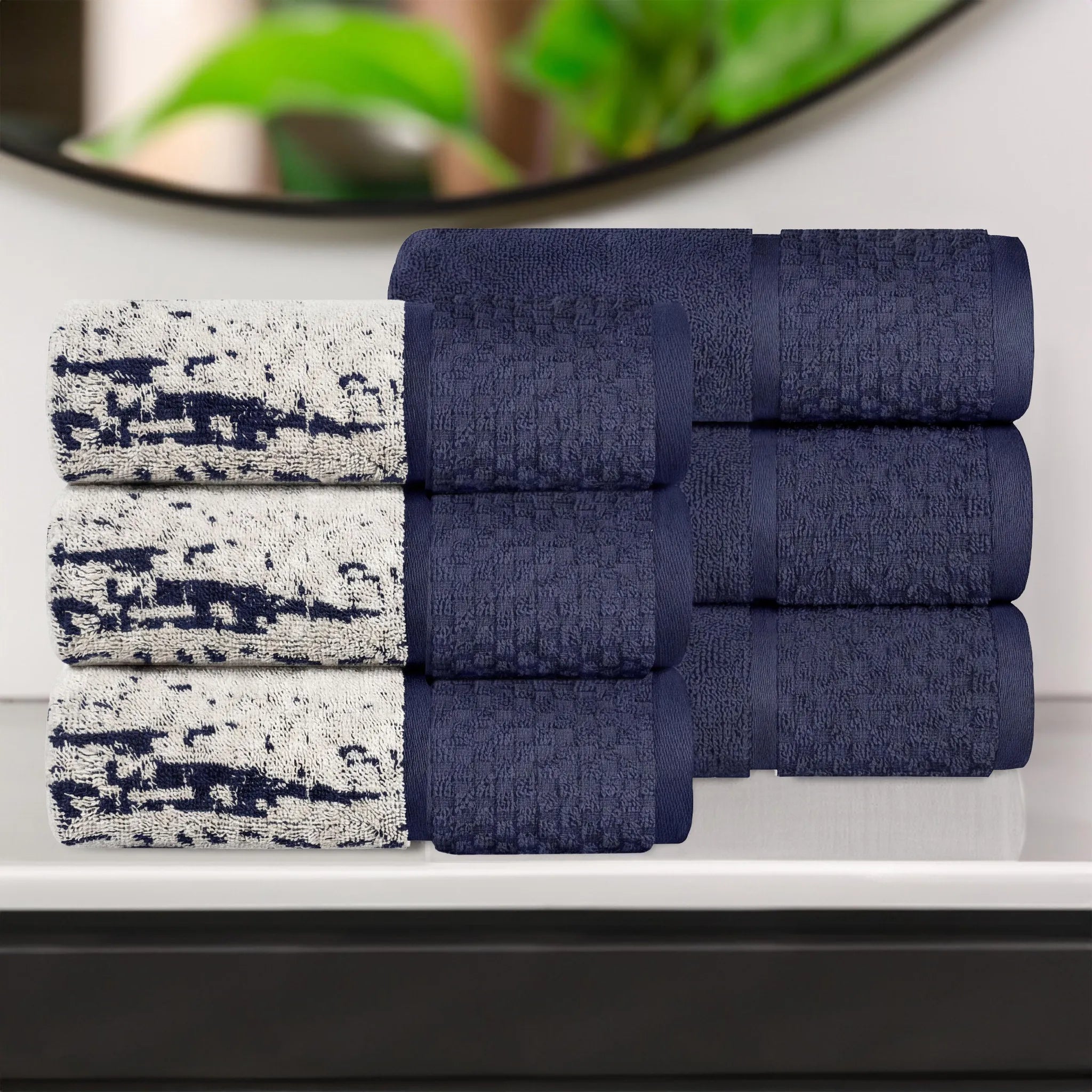 Lodi Cotton 6-Piece Hand Towel Set – Mid-Weight Bathroom or Kitchen Solids & Patterns