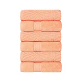 Chevron Zero Twist Solid and Jacquard Soft Cotton Hand Towel Set of 6