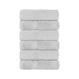 Chevron Zero Twist Solid and Jacquard Soft Cotton Hand Towel Set of 6