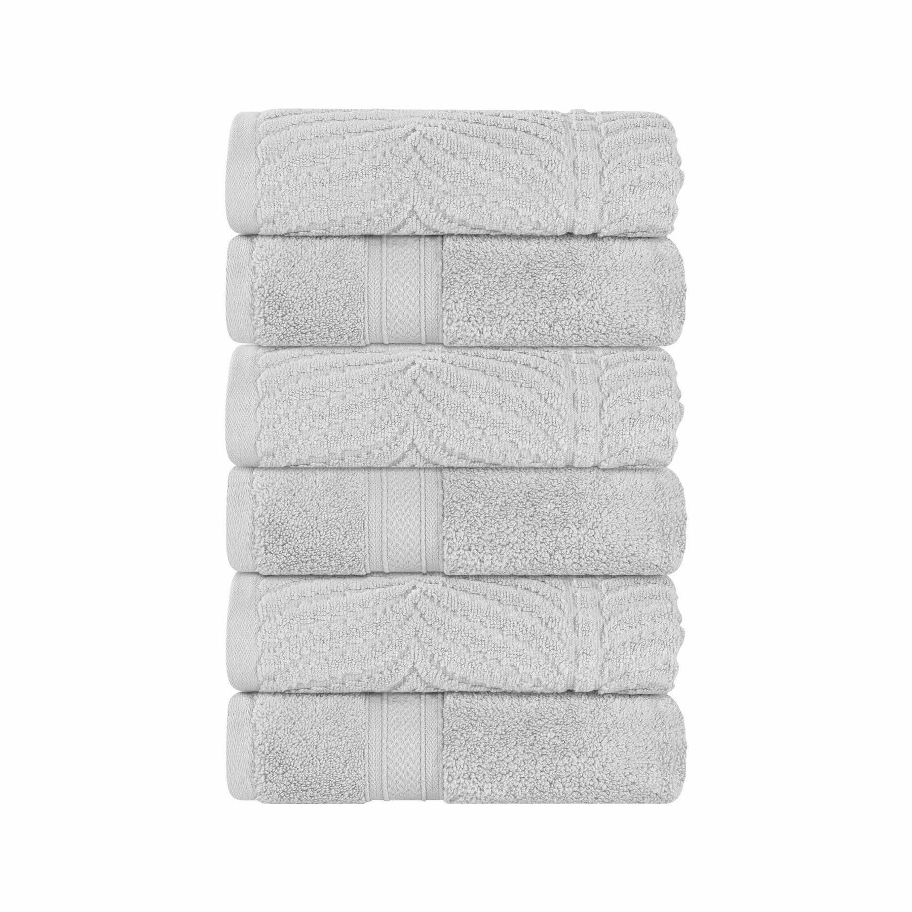 Chevron Zero Twist Cotton Solid and Jacquard Hand Towel - Platinum
