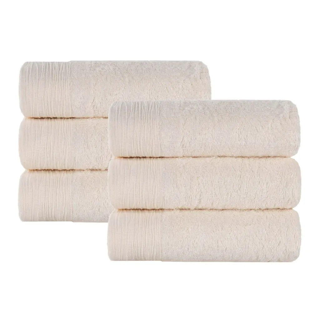 Rayon from Bamboo Eco-Friendly Fluffy Solid Hand Towel Set of 6 - Hand Towel by Superior Brand