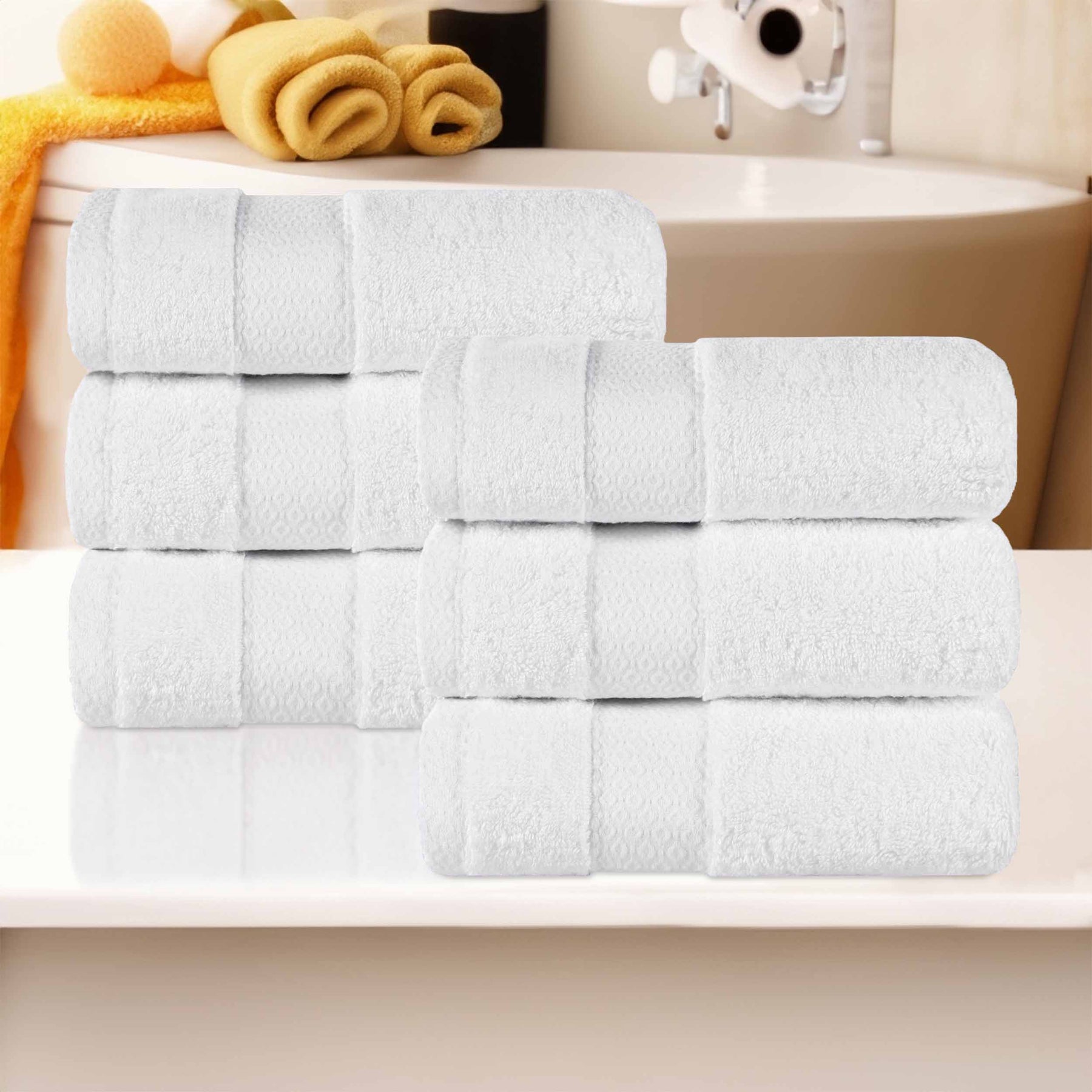 Superior Niles Egyptian Giza Cotton Dobby Ultra-Plush Absorbent Hand Towel Set of 6 - Gold