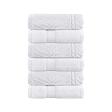 Chevron Zero Twist Solid and Jacquard Soft Cotton Hand Towel Set of 6