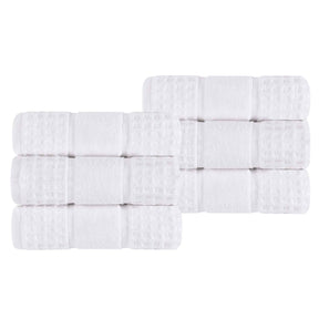 Zero Twist Cotton Waffle Honeycomb Plush Soft Hand Towel - White