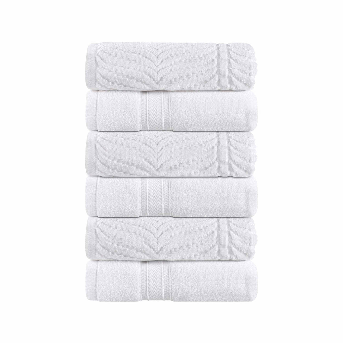 Chevron Zero Twist Cotton Solid and Jacquard Hand Towel - White